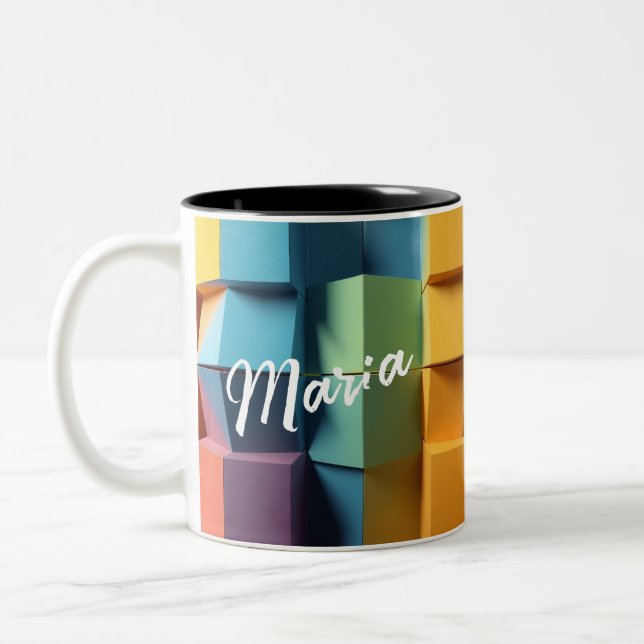 Taza Bicolor Designer Mug – Customizable Geometry Fusion (Izquierda)