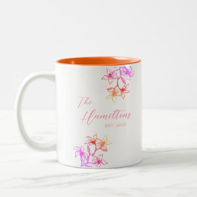 Taza Bicolor Despedida de Soltera Botánico Boho Personalizado (Izquierda)