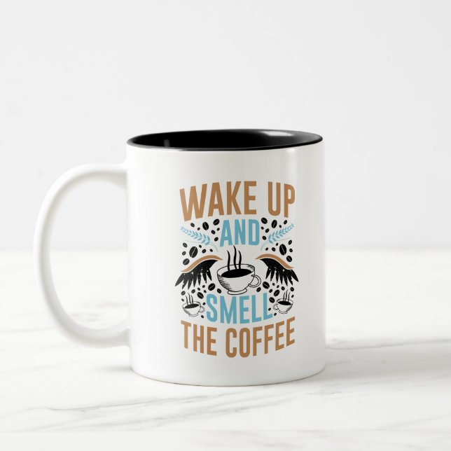 Taza Bicolor Despierta y huele el café Mug (Izquierda)