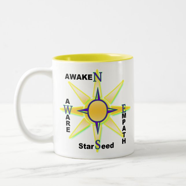 Taza Bicolor Despierte, enterado, Starseed, Empath (Izquierda)