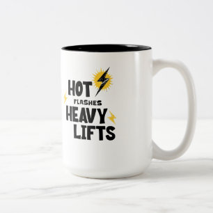 Taza Bicolor Destellos Calientes. Café de Levantamientos Pesado