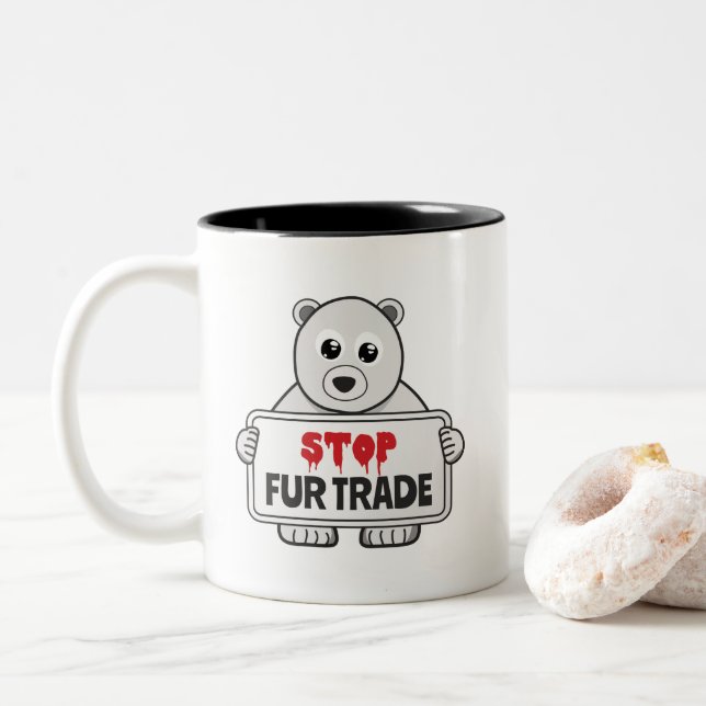 Taza Bicolor Detener el oso polar triste comercial (Con donut)