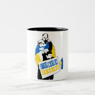 Taza Bicolor Detener La Guerra En Ucrania En El Café De Dos Ton