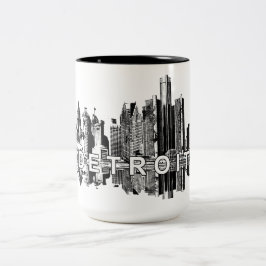 Taza Bicolor Detroit, Michigan con tinta negra