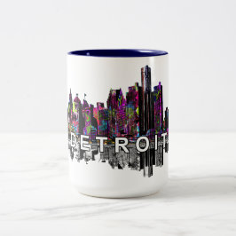 Taza Bicolor Detroit, Michigan en graffiti