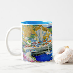 Taza Bicolor "Devon Harbour Dreamscape" - Un paisaje marino ing