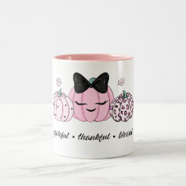 Taza Bicolor Día de Acción de Gracias de Calabaza Rosa