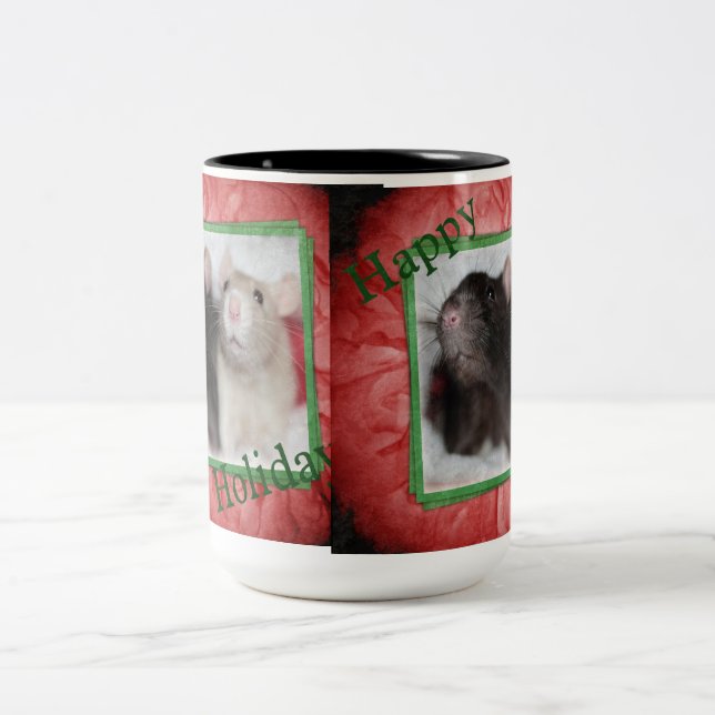 Taza Bicolor Día de fiesta feliz Ratties (Centro)