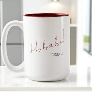 Taza Bicolor Día de Galentines Nena Guión Rojo Simple Mejor Ami