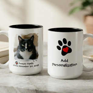 Taza Bicolor Día de la adopción del gato para siempre en casa