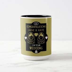 Taza Bicolor Día de la boda de Chicas homosexuales