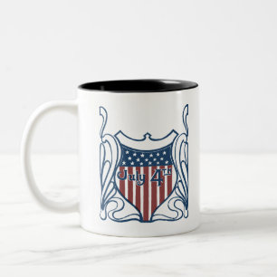 Taza Bicolor Día de la Independencia 4 de julio Escudo Vintage