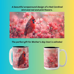 Taza Bicolor Día de la madre de un pájaro del Cardenal Rojo