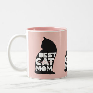 Taza Bicolor Día de la Madre Divertido Rosa Mejor Mamá de Gatos