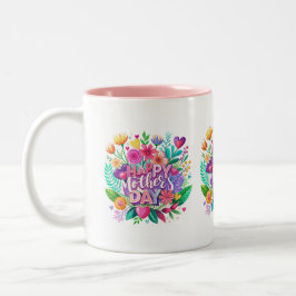 Taza Bicolor Día de la Madre Floral Feliz regalo del Día de la 