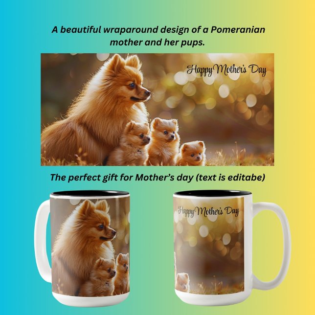 Taza Bicolor Día de la Madre Pomerania (Subido por el creador)