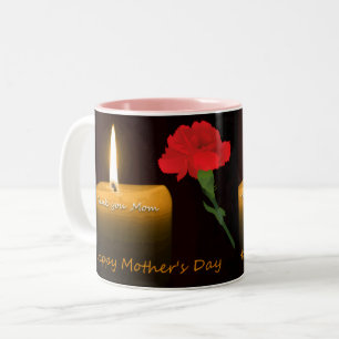 Taza Bicolor Día de la Madre Rosa Roja y Vela