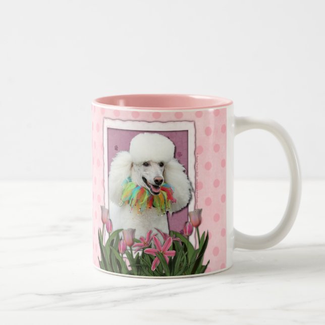 Taza Bicolor Día de la Madre - tulipanes rosados - caniche - (Derecha)