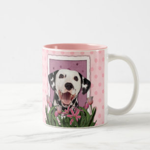 Taza Bicolor Día de la Madre - tulipanes rosados - Dalmatian