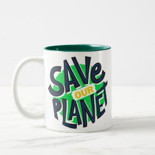 Taza Bicolor Día de la Tierra todos los días, ve verde, salva n