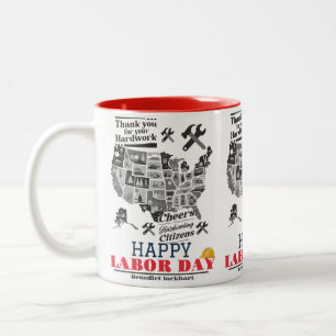 Taza Bicolor Día de la Unidad de Trabajadores Solidarios con ba