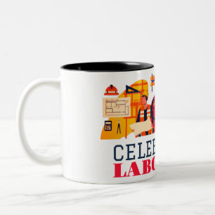 Taza Bicolor Día de la Unidad de Trabajadores Solidarios con ba