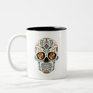 Taza Bicolor Día de los muertos por la caída del azúcar