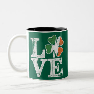 Taza Bicolor Día de San Patricio Amor Afortunado Trébol Verde I