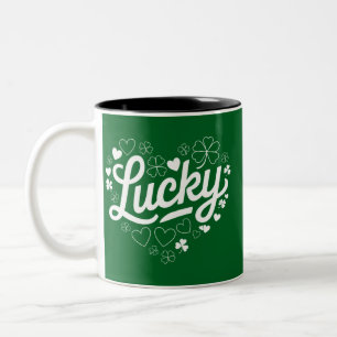 Taza Bicolor Día de San Patricio Corazón Trébol de la Suerte Tr
