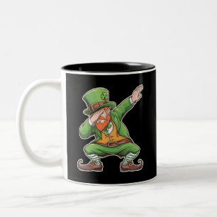Taza Bicolor Día de San Patricio Leprechaun Verde Dab Dabbing 