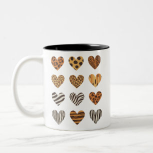 Taza Bicolor Día de San Valentín Corazón Leopardo Lindo