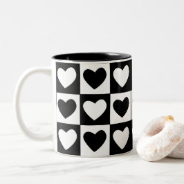 Taza Bicolor Día de San Valentín de Corazón Blanco y Negro