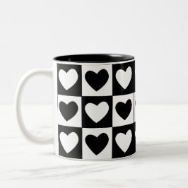 Taza Bicolor Día de San Valentín de Corazón Blanco y Negro