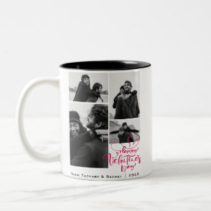 Taza Bicolor Día de San Valentín de tipografía romántica pareja
