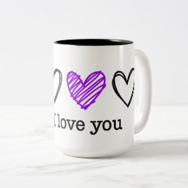 Taza Bicolor Día de San Valentín del Día PS Te Amo Corazón Púrp
