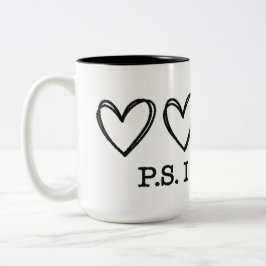 Taza Bicolor Día de San Valentín del Día PS Te Amo Corazón Púrp
