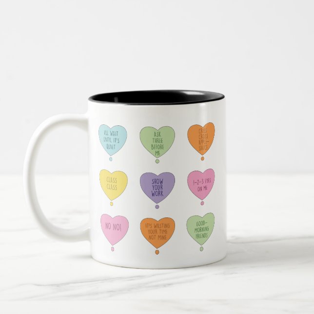 Taza Bicolor Día de San Valentín docente de divertidos corazone (Izquierda)