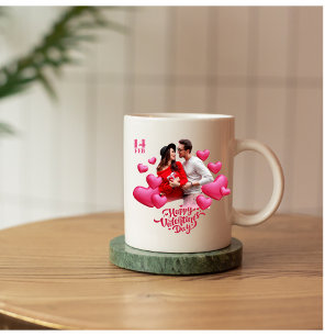 Taza Bicolor día de San Valentín moderno rosa