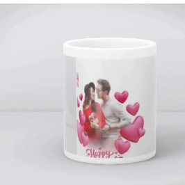 Taza Bicolor día de San Valentín moderno rosa
