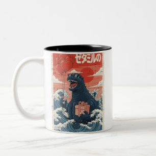 Taza Bicolor Día de San Valentín Monstruo Marino Ola Japonesa H