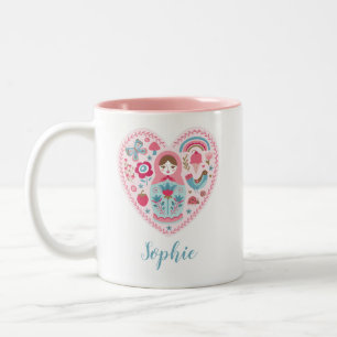 Taza Bicolor Día de San Valentín personalizado: Mug de corazón