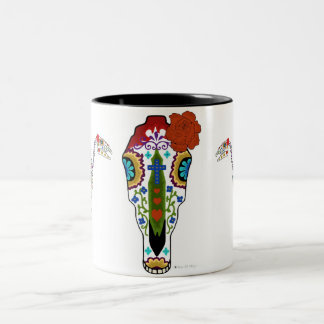 Taza Bicolor Día del cráneo del caballo de los muertos