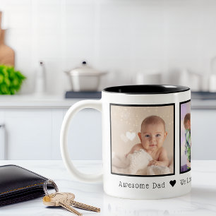 Taza Bicolor Día del Padre 3 Fotos Personalizadas
