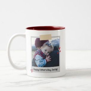 Taza Bicolor Día del Padre Foto Polaroide Papá Nuevo Guay Papi