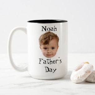 Taza Bicolor Día del Padre, regalo de papá con cara de bebé, ca