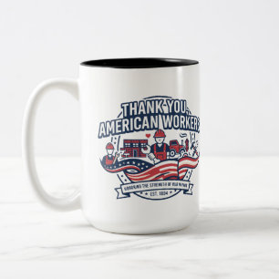 Taza Bicolor Día del Trabajo Obreros Americanos Gracias