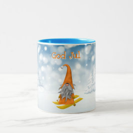 Taza Bicolor Día festivo| naranja de nieve de Nisse ski
