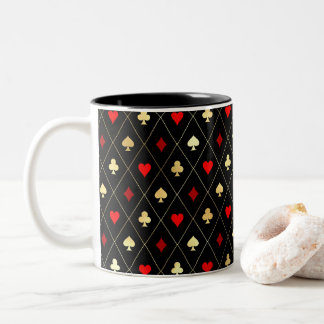 Taza Bicolor Diamantes Corazones Spades Clubs Jugando Patrón De