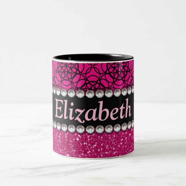 Taza Bicolor Diamantes de imitación rosados y negros del (Centro)