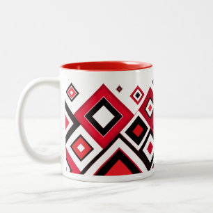 Taza Bicolor Diamantes modernos retro rojo-negro